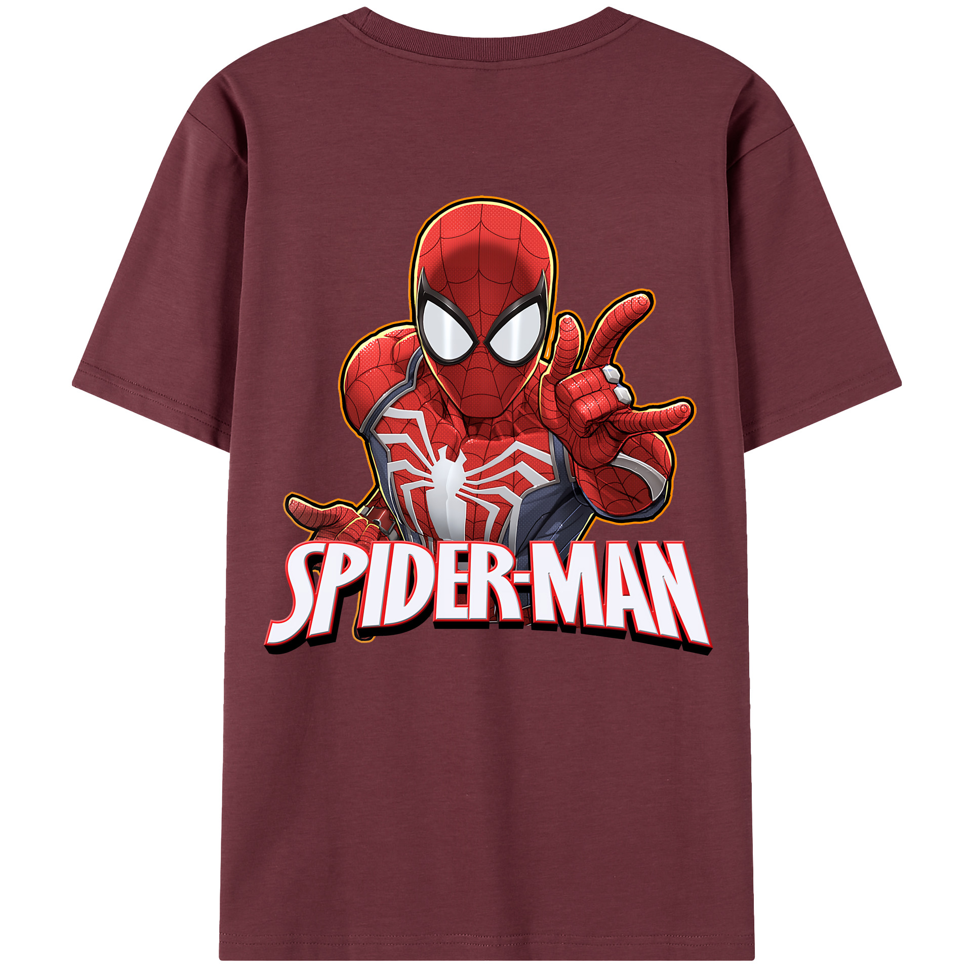 （画像用） Spider Man スパイダーマン 綿100％半袖Tシャツ（背面プリント）
